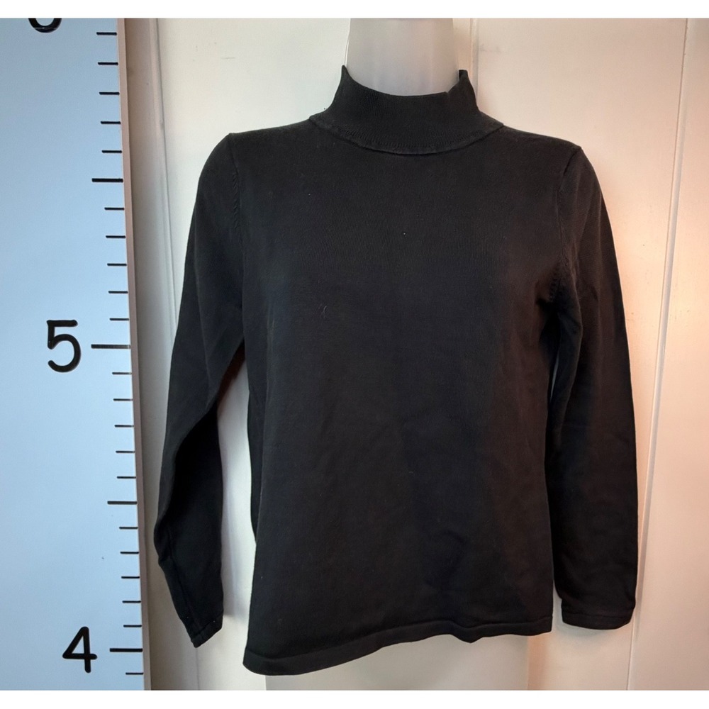 Pendleton Women Sweater Crew‎ Neck Black Long Sleeve Pullover Silk Petite P